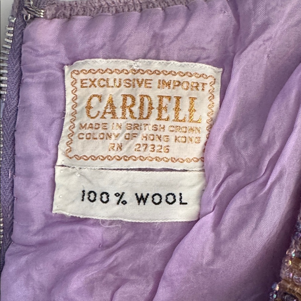 Vintage Cardell Wool Purple Sequin Rhinestone Sleeveless Evening Formal Top sz S - Picture 5 of 11